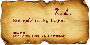 Kutnyánszky Lajos névjegykártya